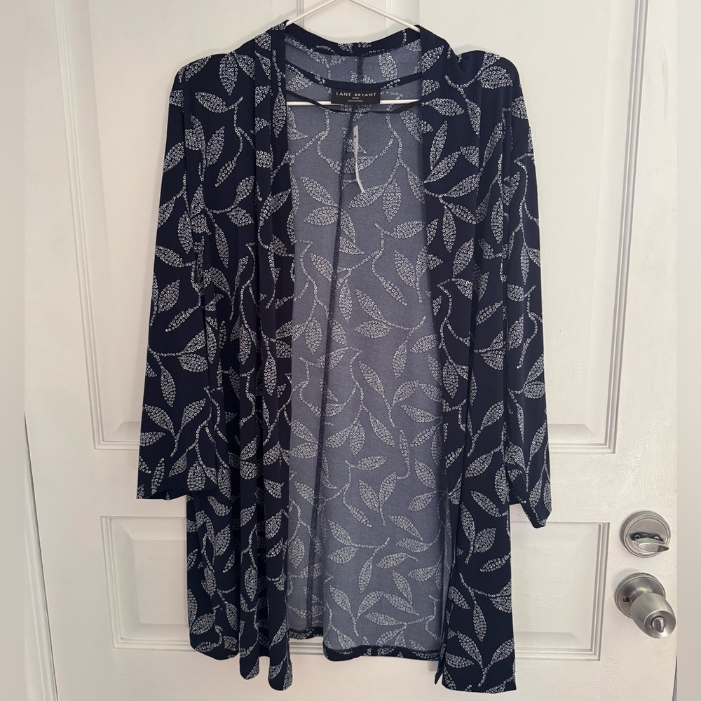 Lane Bryant Blue Floral Open Relaxed Overpiece Size 18/20 2X New With Tags - Picture 3 of 8